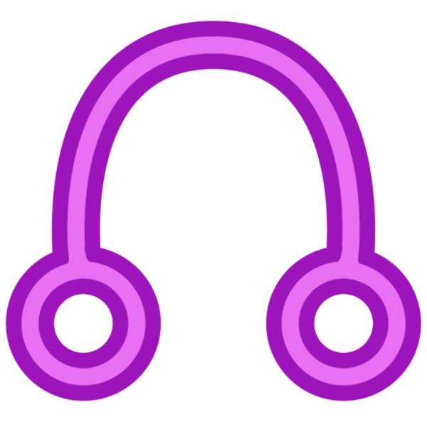  a glyph for the letter C in two toned magenta. It is two circles connected by an arc that opens downwards.